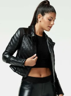 Flash Sale Acceleration Asym Moto Mesh Leather Jacket Women Motos