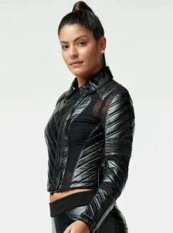 Flash Sale Acceleration Asym Moto Mesh Leather Jacket Women Motos
