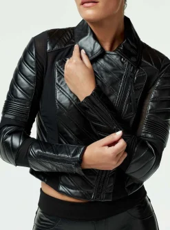 Flash Sale Acceleration Asym Moto Mesh Leather Jacket Women Motos