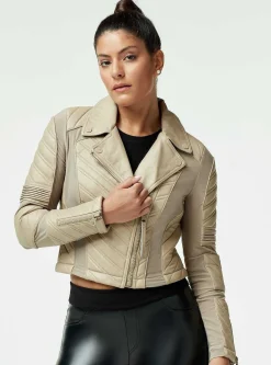 Clearance Acceleration Asym Moto Mesh Leather Jacket Women Motos