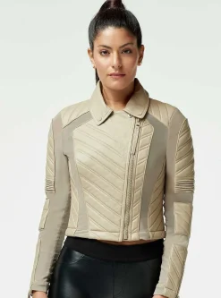 Clearance Acceleration Asym Moto Mesh Leather Jacket Women Motos