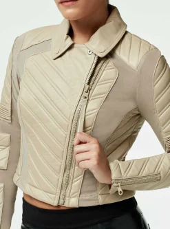 Clearance Acceleration Asym Moto Mesh Leather Jacket Women Motos
