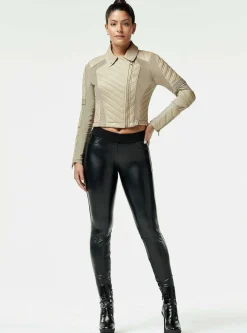 Clearance Acceleration Asym Moto Mesh Leather Jacket Women Motos