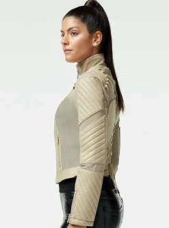 Outlet Acceleration Moto Mesh Leather Jacket Women Motos