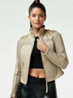 Outlet Acceleration Moto Mesh Leather Jacket Women Motos