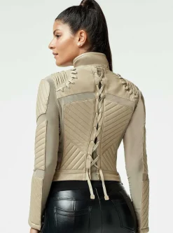 Outlet Acceleration Moto Mesh Leather Jacket Women Motos