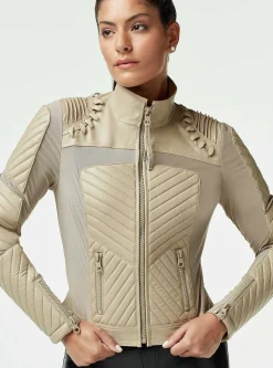 Outlet Acceleration Moto Mesh Leather Jacket Women Motos