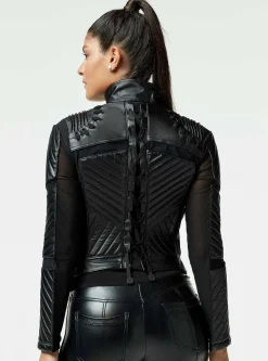 Discount Acceleration Moto Mesh Leather Jacket Women Motos