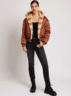 Store Amber Reversible Faux Fur Hoodie Women Puffers & Coats