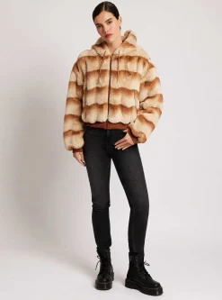 Store Amber Reversible Faux Fur Hoodie Women Puffers & Coats