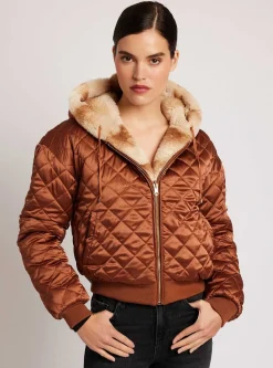 Store Amber Reversible Faux Fur Hoodie Women Puffers & Coats