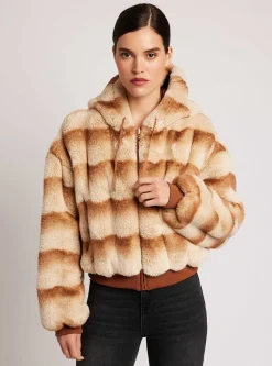 Store Amber Reversible Faux Fur Hoodie Women Puffers & Coats