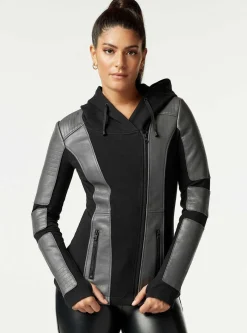 Cheap Asym Hooded Moto Women Motos