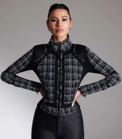 Online Boucle Moto Mesh Jacket Women Motos