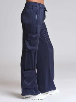 Cheap Chelsea Silk Wide Leg Pant Women Naval Blue
