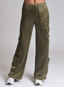 Shop Chelsea Silk Wide Leg Pant Women Olive