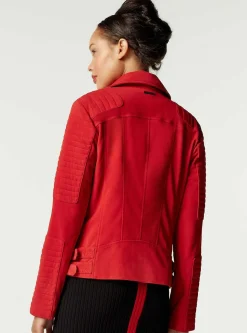 Discount Cherie Suede Motorcycle Jacket Women Motos