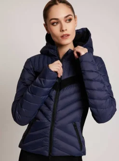 Clearance Chevron Stripe Down Filled Puffer Jacket Women Puffers & Coats