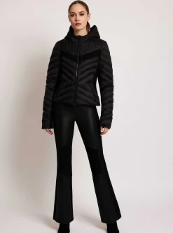 Clearance Chevron Stripe Down Filled Puffer Jacket Women Puffers & Coats