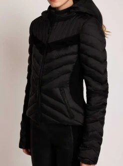 Clearance Chevron Stripe Down Filled Puffer Jacket Women Puffers & Coats