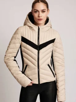 Clearance Chevron Stripe Down Filled Puffer Jacket Women Puffers & Coats