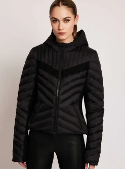 Clearance Chevron Stripe Down Filled Puffer Jacket Women Puffers & Coats