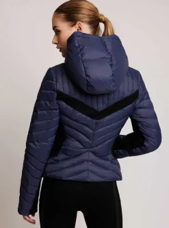 Clearance Chevron Stripe Down Filled Puffer Jacket Women Puffers & Coats