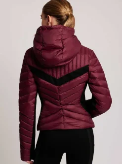 Clearance Chevron Stripe Down Filled Puffer Jacket Women Puffers & Coats