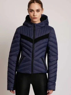 Clearance Chevron Stripe Down Filled Puffer Jacket Women Puffers & Coats