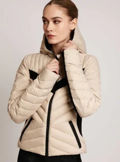 Clearance Chevron Stripe Down Filled Puffer Jacket Women Puffers & Coats