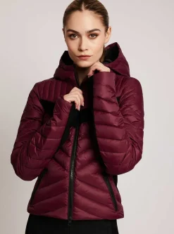 Clearance Chevron Stripe Down Filled Puffer Jacket Women Puffers & Coats