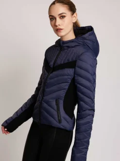 Clearance Chevron Stripe Down Filled Puffer Jacket Women Puffers & Coats