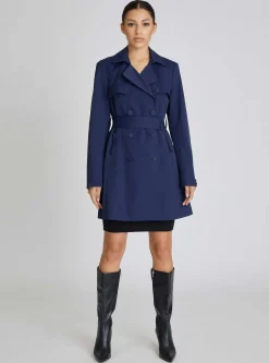 Outlet Classic Trench Coat Women Naval Blue
