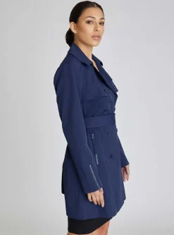 Outlet Classic Trench Coat Women Naval Blue