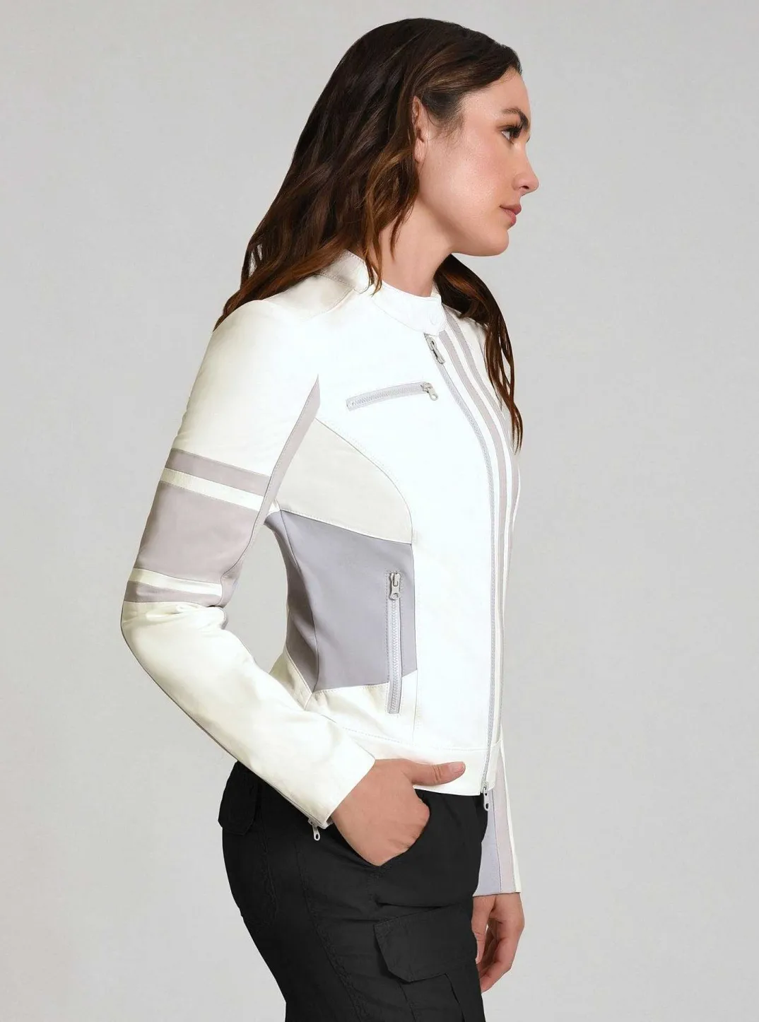 Cheap Claudine Leather Racer Jacket Women Motos