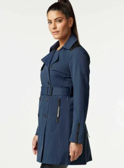 Best Sale Collaborator Quilted-Back Trench Women Naval Blue