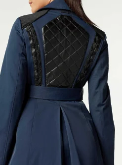 Best Sale Collaborator Quilted-Back Trench Women Naval Blue