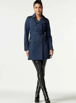 Best Sale Collaborator Quilted-Back Trench Women Naval Blue