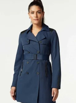 Best Sale Collaborator Quilted-Back Trench Women Naval Blue