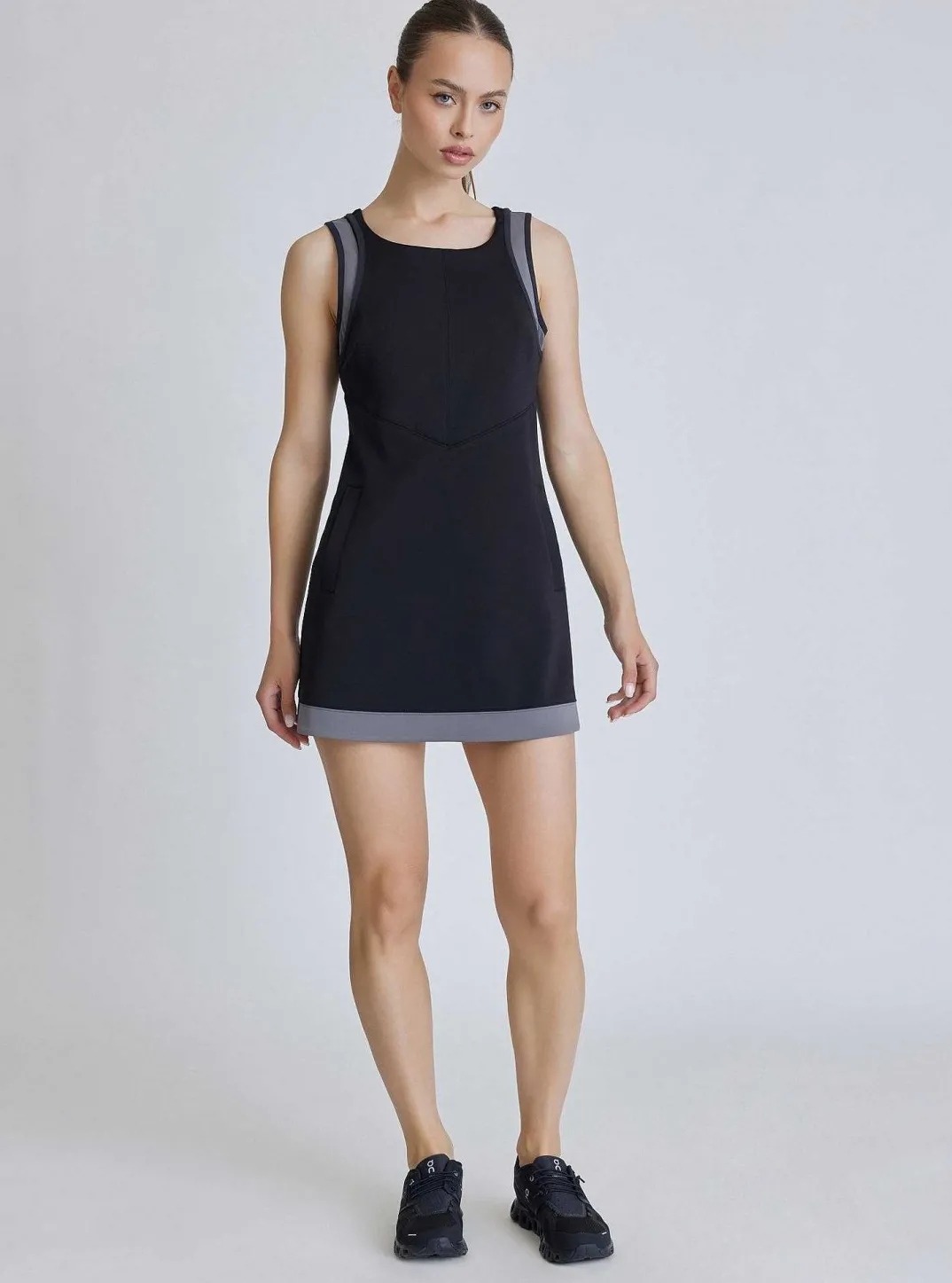 Online Color Block Tennis Dress - Black Women Dresses And Jumpsuits