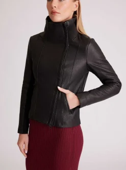 Cheap Funnel Neck Moto Jacket Women Motos