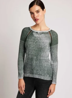 Outlet Huntress Mesh Boyfriend Sweater Women Tops