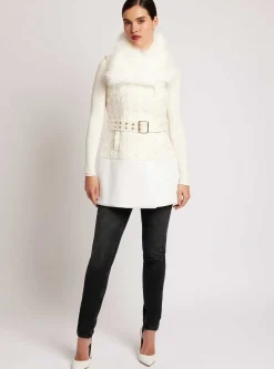 Hot Irina Boucle Long Vest Gold Trim Women Puffers & Coats