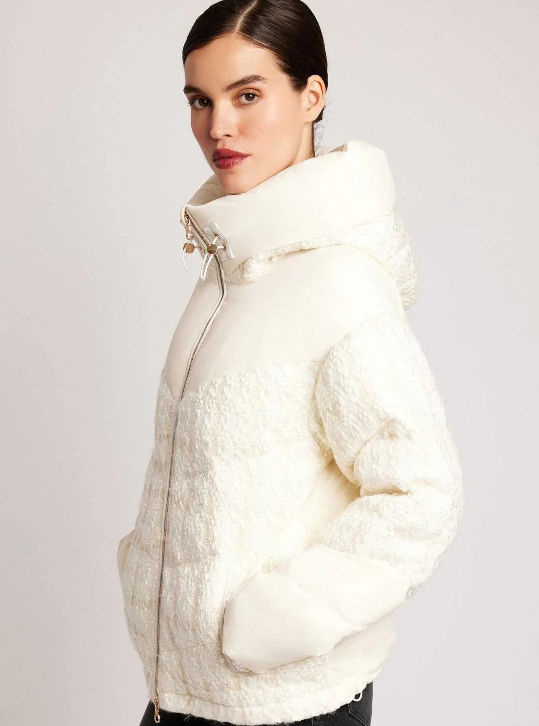 Cheap Irina Boucle Puffer Gold Trims Down Filled Women Puffers & Coats