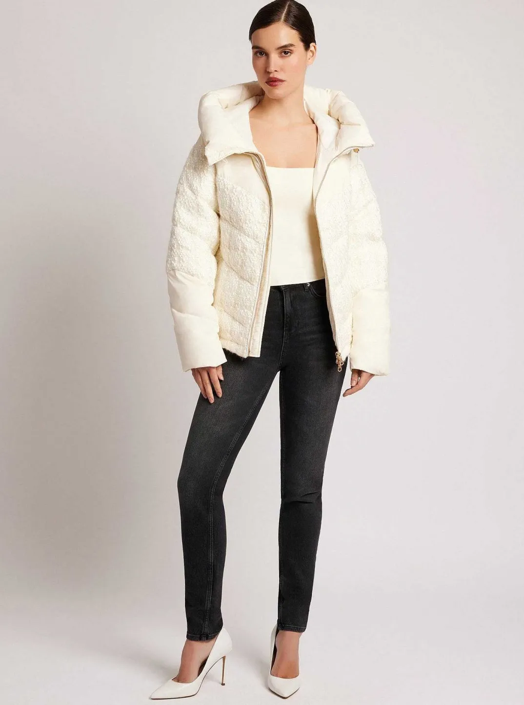 Cheap Irina Boucle Puffer Gold Trims Down Filled Women Puffers & Coats