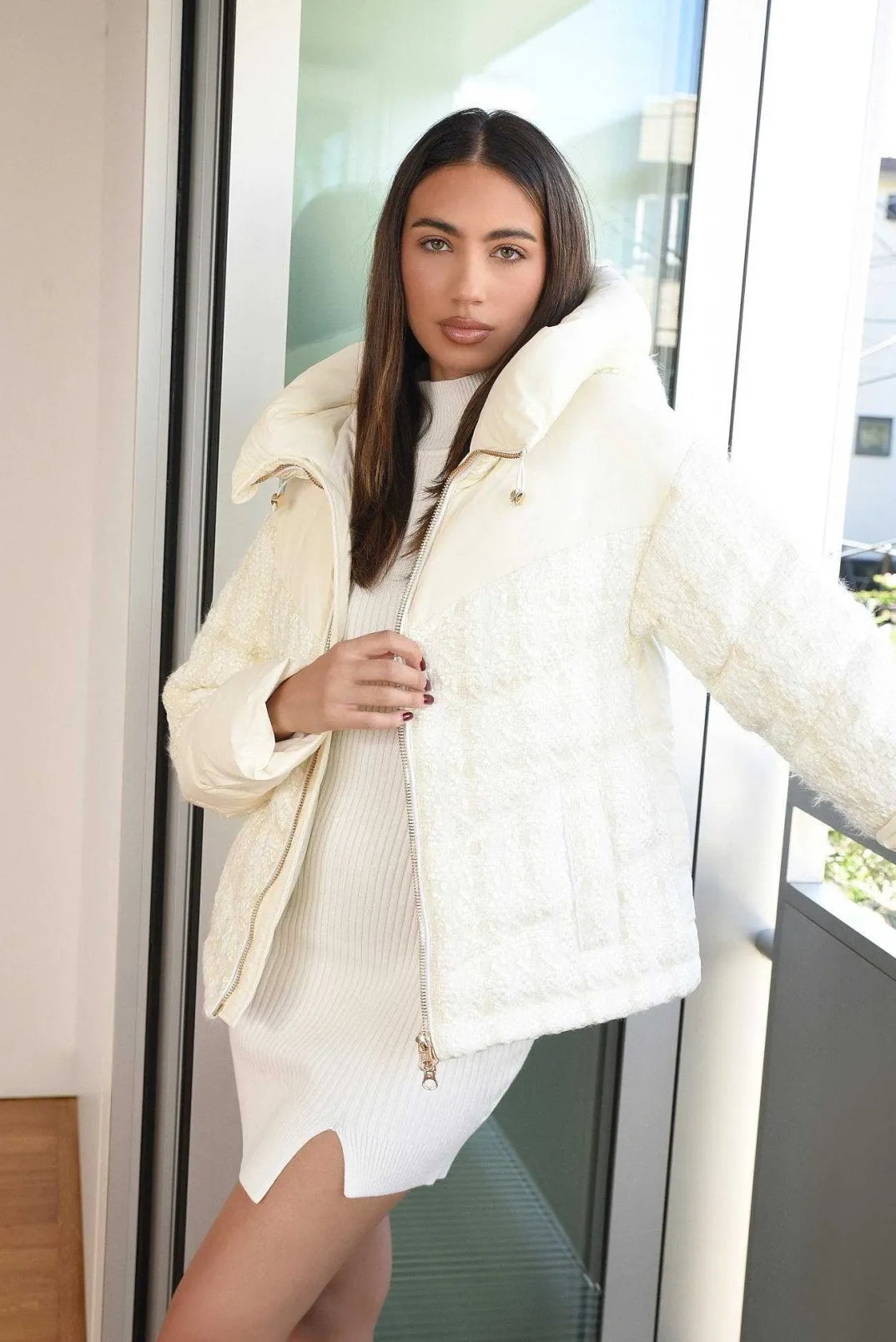 Cheap Irina Boucle Puffer Gold Trims Down Filled Women Puffers & Coats