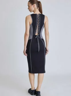 Online Lace Back Dress - Black Colorblock Women Dresses And Jumpsuits