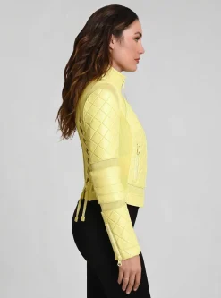 Store Leather Moto Mesh Jacket Women Motos