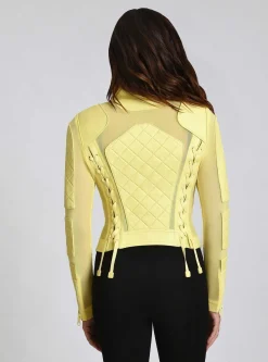 Store Leather Moto Mesh Jacket Women Motos