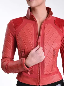 Cheap Leather Moto Mesh Jacket Women Motos